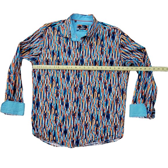 Mizumi Couture Vibrant Colorful Button Down Shirt with Contrasting Cuffs - Picture 7 of 12